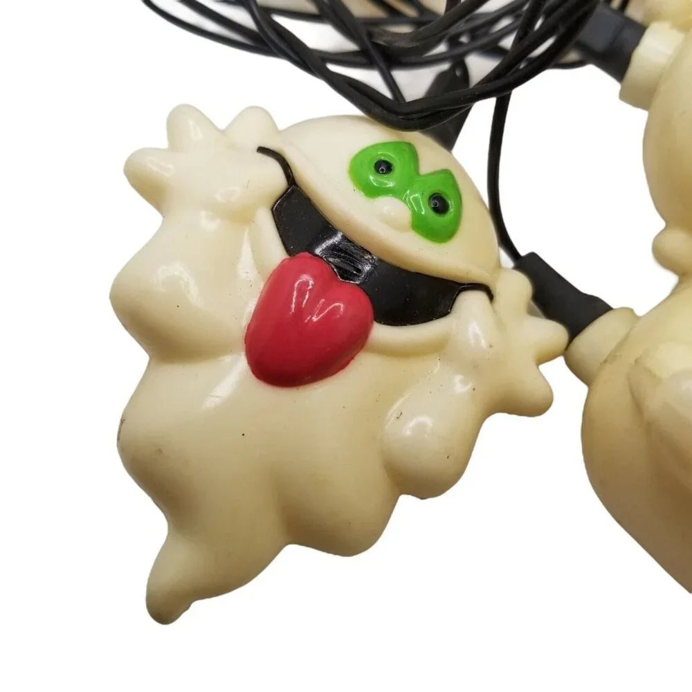 Vintage Halloween String Lights Decor GHOSTS Plastic Blow Mold Easter Unlimited